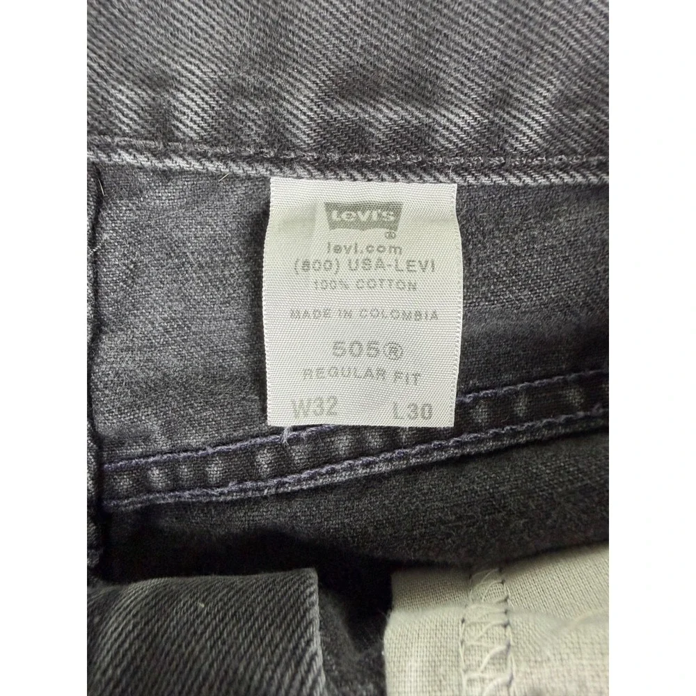 Levis 505 Vintage Y2K  Regular Jeans Mens 30x29  Faded Black Straight Leg 2003